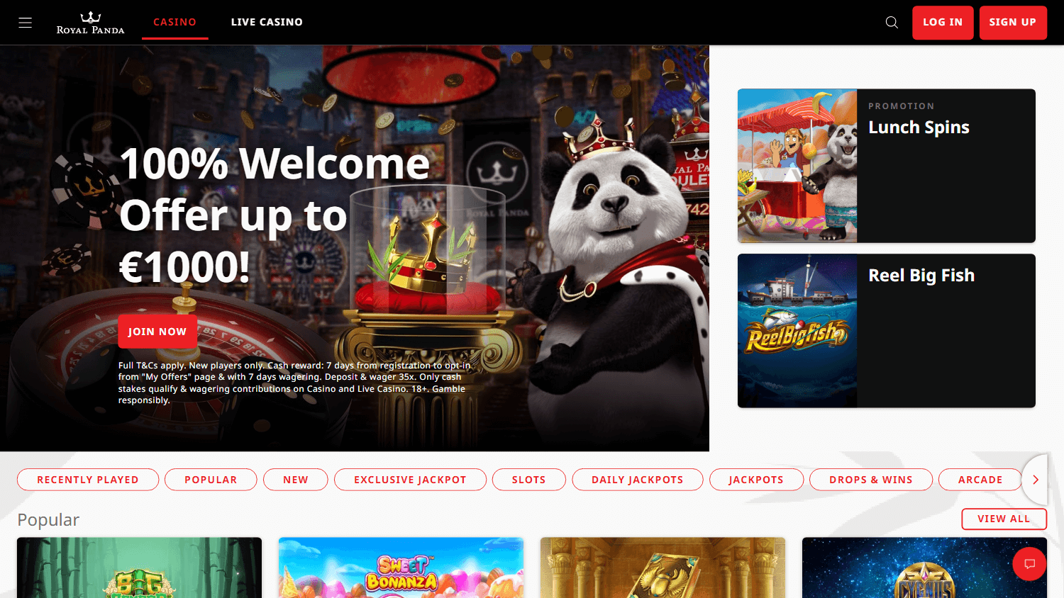 Royal Panda Casino Desktop screenshot