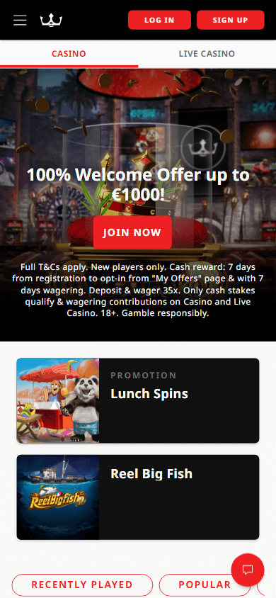 Royal Panda Casino Mobile screenshot